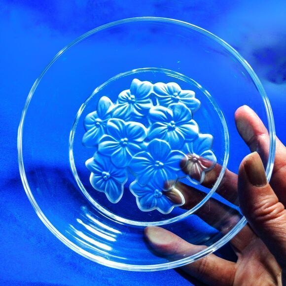 2 Sasaki Etched Crystal Dessert/Nut Bowls - Cherry Blossom - Picture 6 of 11